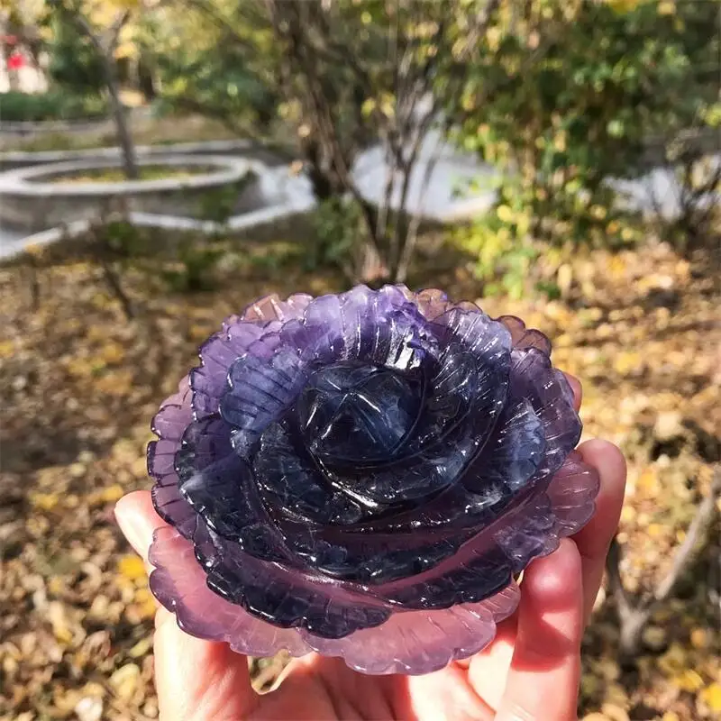 

10cm Natural Fluorite Flower Hand Carved Crystal Flowers Healing Stones Decor Gifts Natural Quartz Crystals 1pcs