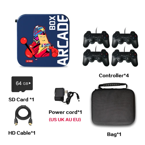N64 PS1 DC SEGA PSP 에뮬레이터 콘솔 아케이드 박스용 비디오 게임 콘솔, 플러그 앤 플레이 4K HD 레트로 비디오 게임, 4 컨트롤러 7
