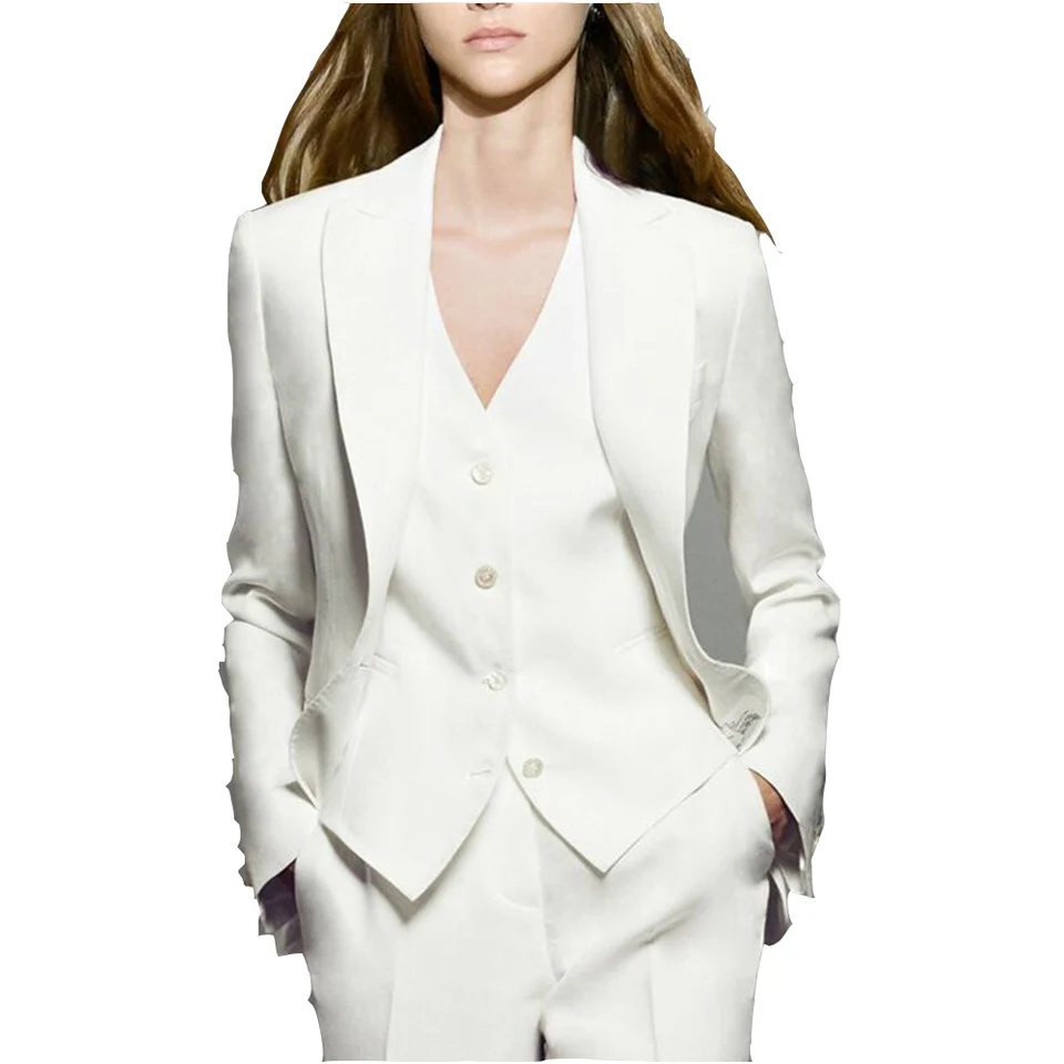 simpático palo codicioso Trajes blancos de 3 piezas para mujer, traje OL de verano, chaqueta,  pantalones y chaleco _ - AliExpress Mobile