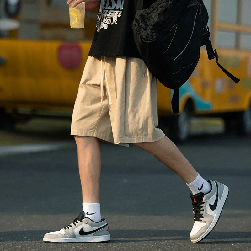 2025 Summer Men's Overalls Shorts Baggy Straight Casual Short