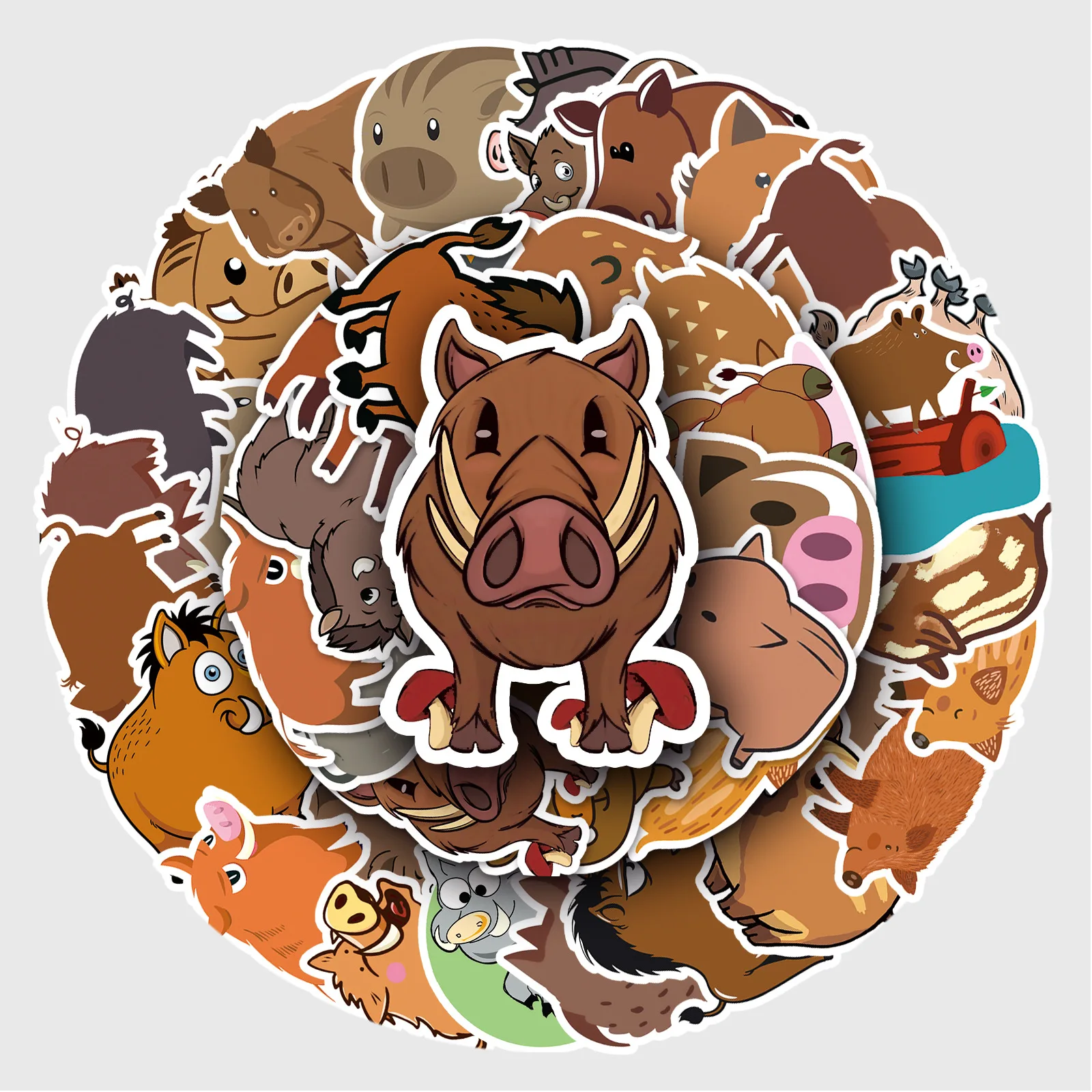 50Pcs Cute Wild Boar Stickers Kawaii Cartoon Animal Pig Sticker DIY Phone Laptop Luggage Water Cup Scrapbook Classic Kids Toy B2 50pcs cartoon sloths stickers for notebook laptop guitar fridge stationery scrapbook cute animal sticker pack kids toys