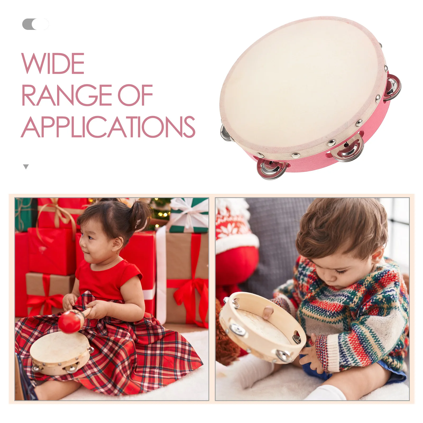 Dove Tambourine Kids Music Instrument Double Pink Artificial