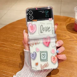 Clear Love Heart Pattern Phone Case - Hard Folding Back Cover for Galaxy ZFlip7 FE (A374 Art Love)