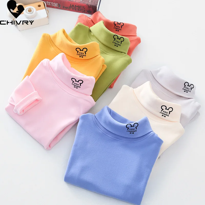 Kids T-Shirts New 2022 Spring Autumn Boys Girls Kids Fashion Solid T Shirt Tops Children Turtleneck Long Sleeve Casual T-shirts