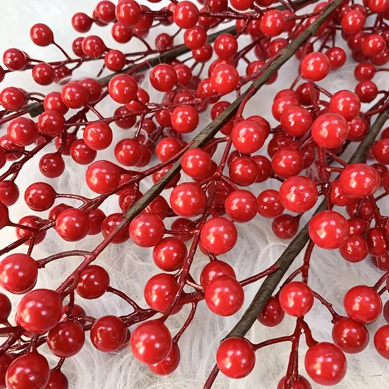 10/30PCS Artificial Holly Fruit Fake Tropical Plants Flower Indoor Outdoor Home Table Centerpiece DIY Vase Christmas Decoration
