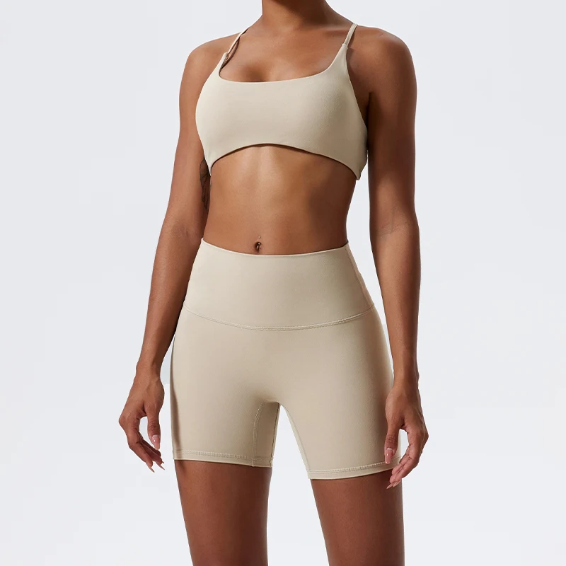 Ctenkevet Two Pieces Yoga Set Women Gym Shorts Sports Suit Female Soften Skin-Friendly Activewear Beauty Back Women Sportswear yoga set sports set gym workout set sportswear set fitness set sports bra set yoga pants set sports set shorts