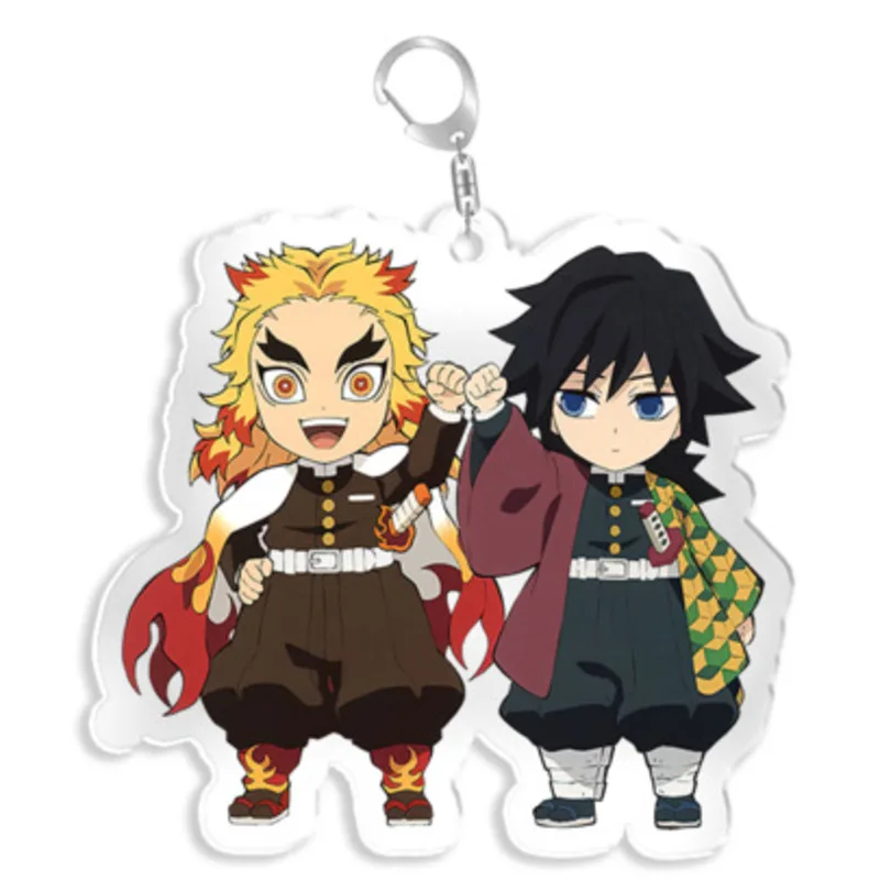 Demon Slayer Kimetsu No Yaiba Charme Anime Figuur Sleutelhanger Doorzichtige Acryl Sleutelhanger 5Cm Dubbelzijdige Coating Afdrukken Cadeau Sleutelhanger