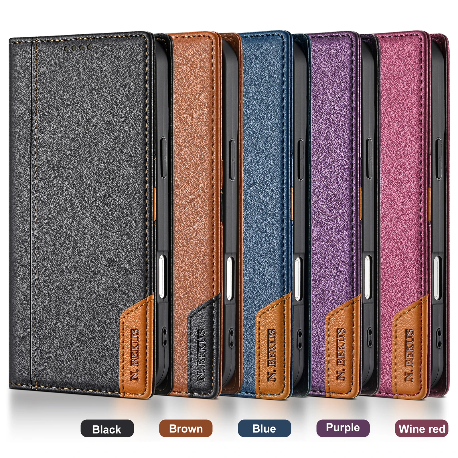Elegant Magnetic Leather Flip Wallet Case with Card Holder