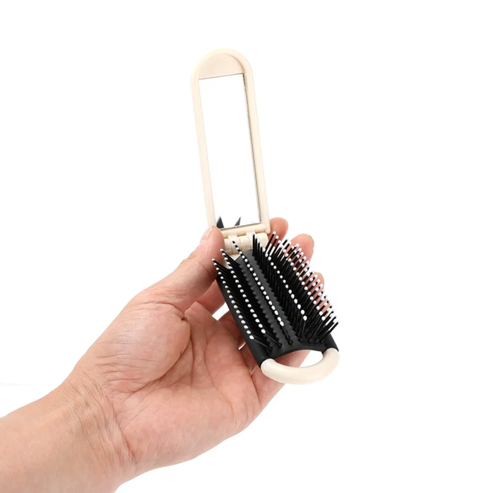 

with Mirror Travel Hair Brush New Compact Hair Brush Hair Styling Tools Pocket Size Brush Massage Comb Women