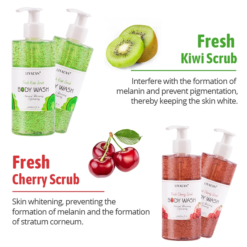 Fruit Scrub Shower Gel Exfoliating Soothing Whitening Body Wash body wash
