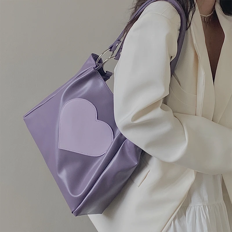 Heart Shaped Leather Backpack in Lilac