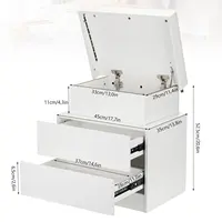 Белая прикроватная тумбочка с 2 ящиками, 1 верхним ящиком, прикроватная тумбочка с 4-сторонним глянцем, приставной столик со светодиодной подсветкой RGB для спальни — изображение 5