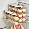 1pc Kitchen Egg Storage Box Refrigerator Fresh Plastic Carton Automatic Egg Roller Organizer Kitchen Countertop Egg Shelf