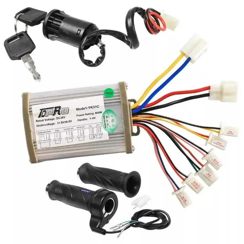 Motorcycle Keylock Throttle Brushed Motor Speed Controller 36V 800W for Bicycle Mini Bike Go Kart ATV Quad Buggy Drift Trike