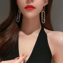  YAMEGA Long Rectangle Crystal Drop Earrings for Women Statement Bijoux Geometric Rhinestone Earrings Fashion Jewelry 2022 New 