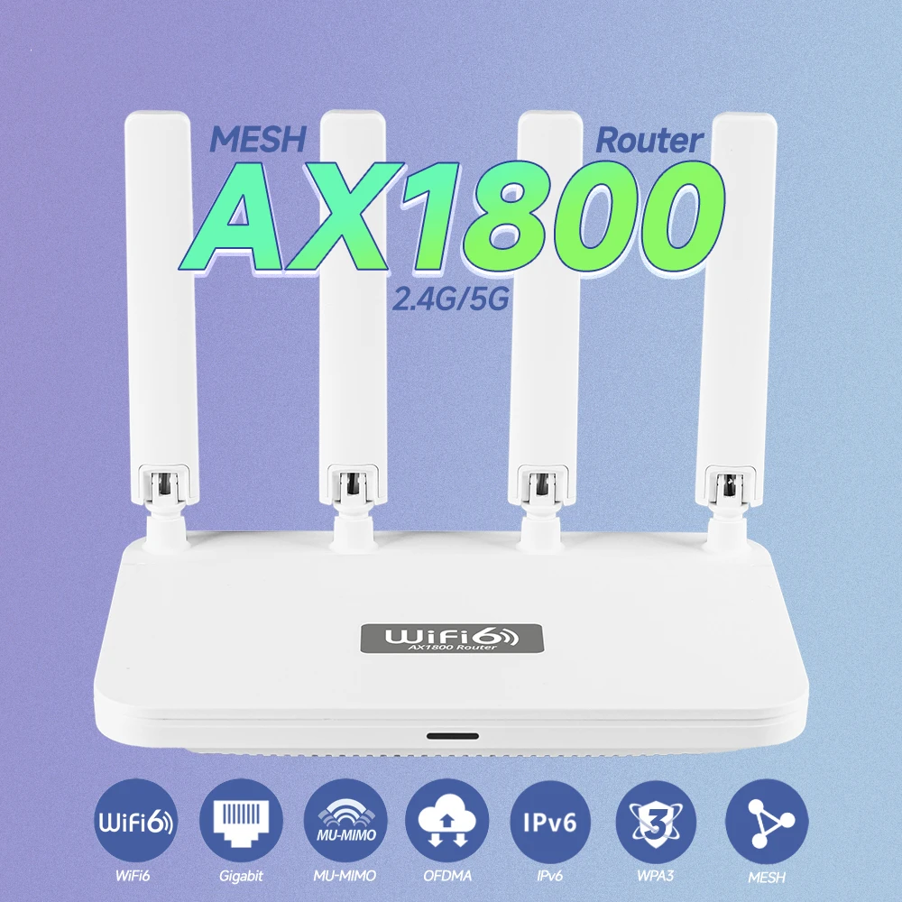 Router Wifi, Ax1800 Wifi 6 Router 2.4Ghz E 5.8Ghz Dual Band Gigabit Gateway Ad Alta Velocità