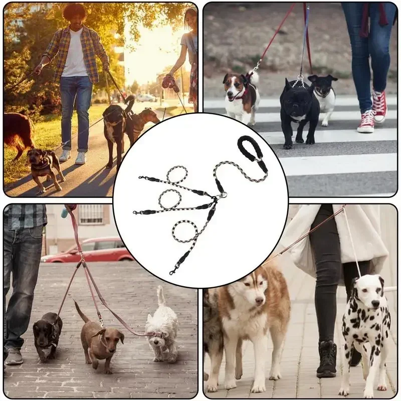 

With 360 Three No Multi Multiple 3 Dog Way Tangles Device Leash Splitter Lead Leashes Swivel Safety