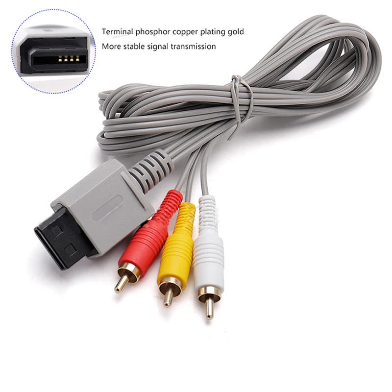 1.8m 3 RCA Cable For Nintendo Wii Controller Console Audio Video AV
