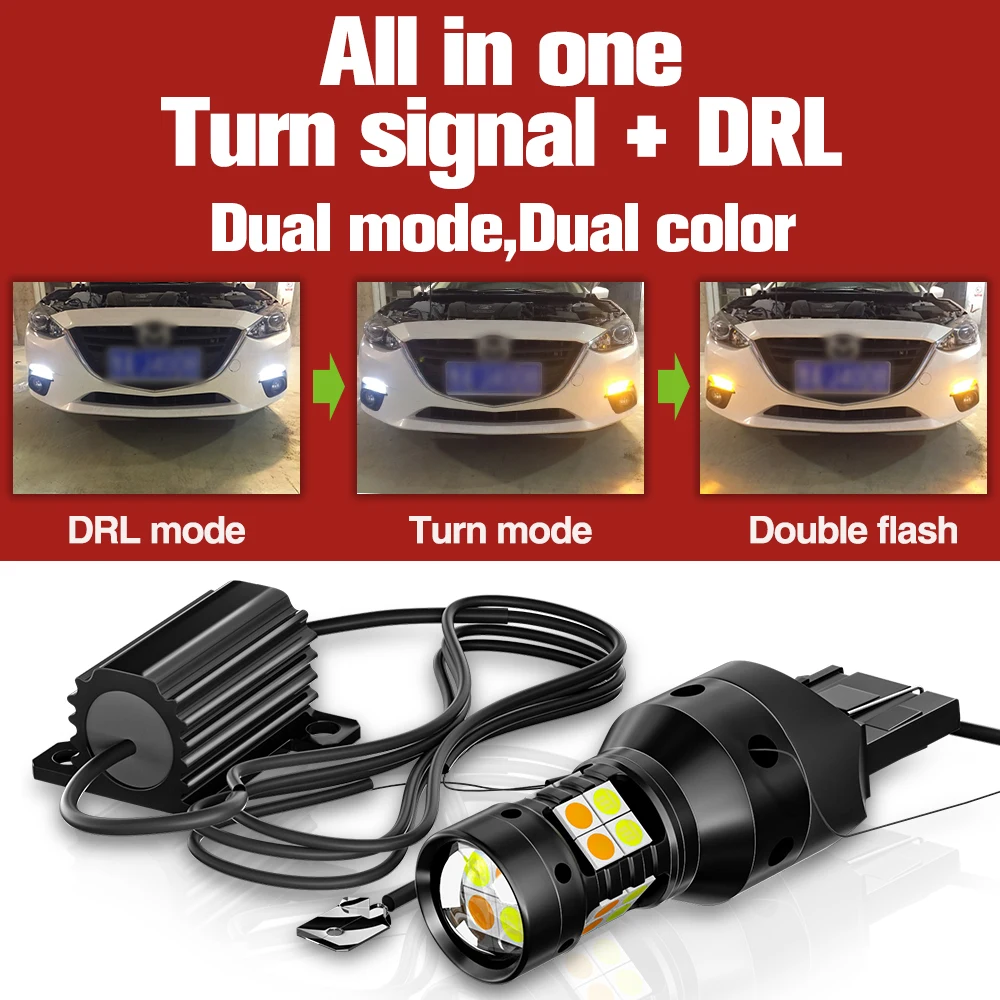 2x modo duplo sinal de volta + luz de circulação diurna acessórios led drl  para ford ranger