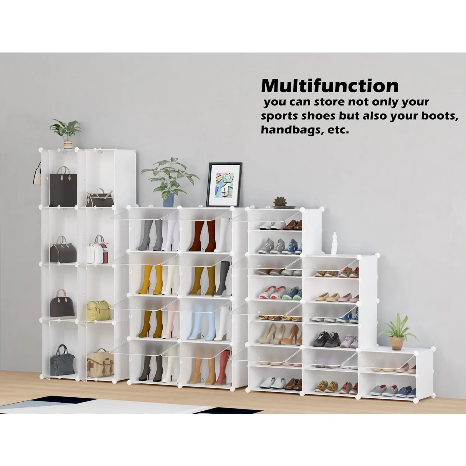 8-Tier Shoe Organizer for Closet, 32-Pair Shoe Storage Cabinet, White, Metal 4