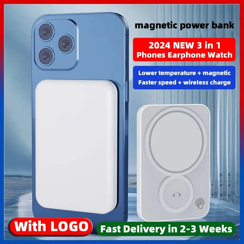 

Magnetic Power Bank For Apple Watch iWatch AirPods iPhone External Auxiliary Battery Pack Fast Wireless Charger Phone Powerbank