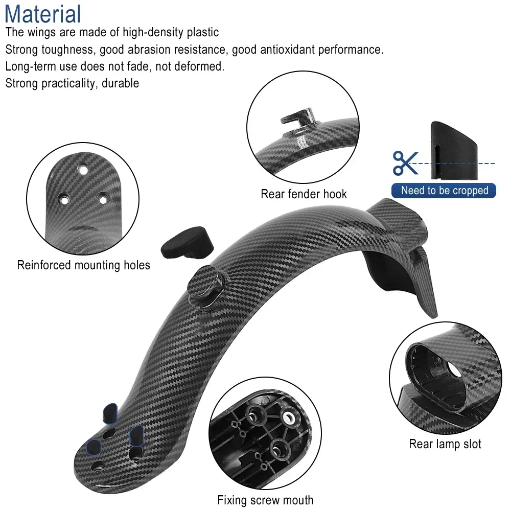 Tire Splash Carbon Fiber Fender Guard Halterung für Xiaomi Mi3 Pro Pro 2 Elektroroller Langlebige hintere Kotflügel-Rücklichtteile – Detail 2