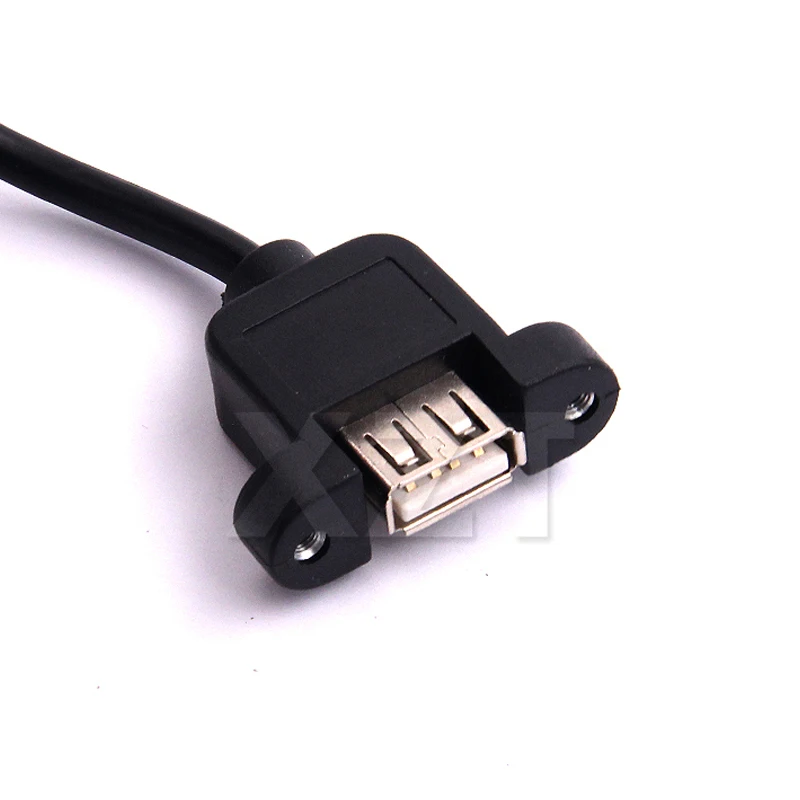 Motherboard Internal 9pin Pitch 2.54mm to Dual Port USB 2.0 A Female Screw Lock Panel Mount Cable 30CM