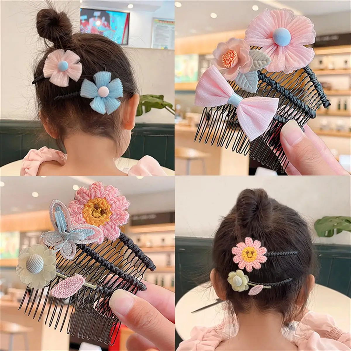 

1pc Flower Princess Hair Comb Hairpins Children Sweet Headwear Girls Hair Clips Barrettes Cute Hairgrips Hair Accessories