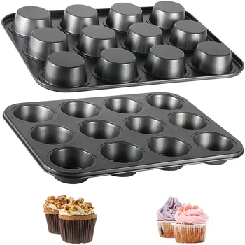 6/12 Cups Square Cupcake Pan Muffin Tray Cupcake Mold Muffin Pan Carbon Steel Baking Pan Non Stick Bakeware For Kitchen Oven 1