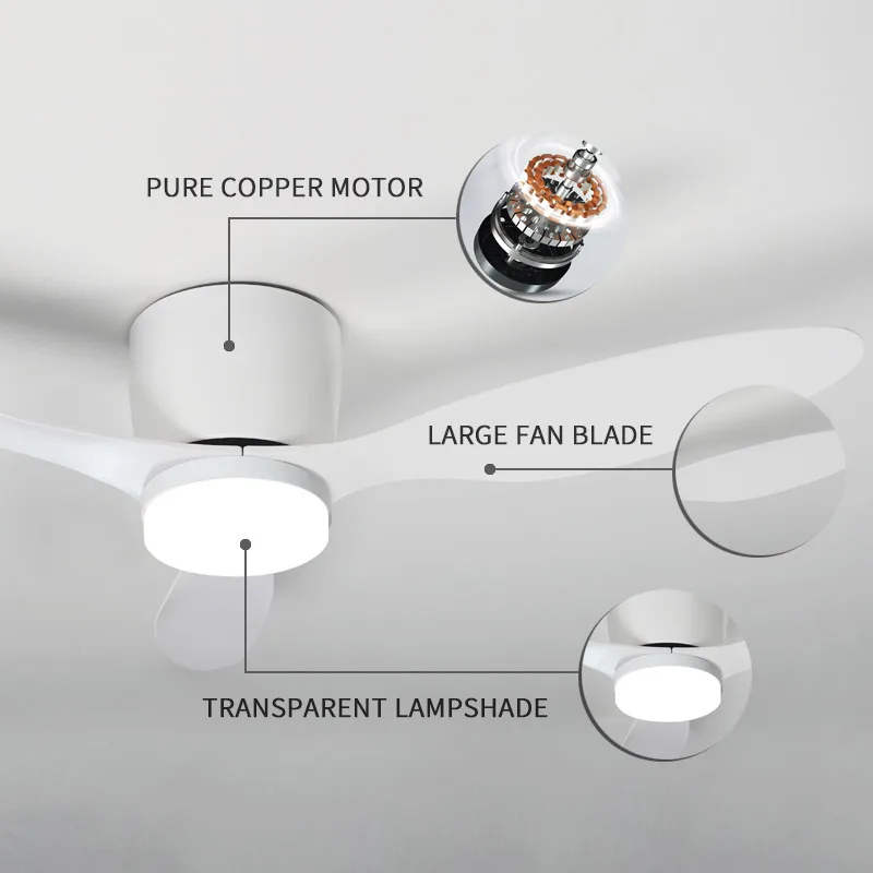LED Light DC Motor Modern Ceiling Fan Kitchen Living Room Dining Room Household High Air Volume Remote Control Pendant Light 5