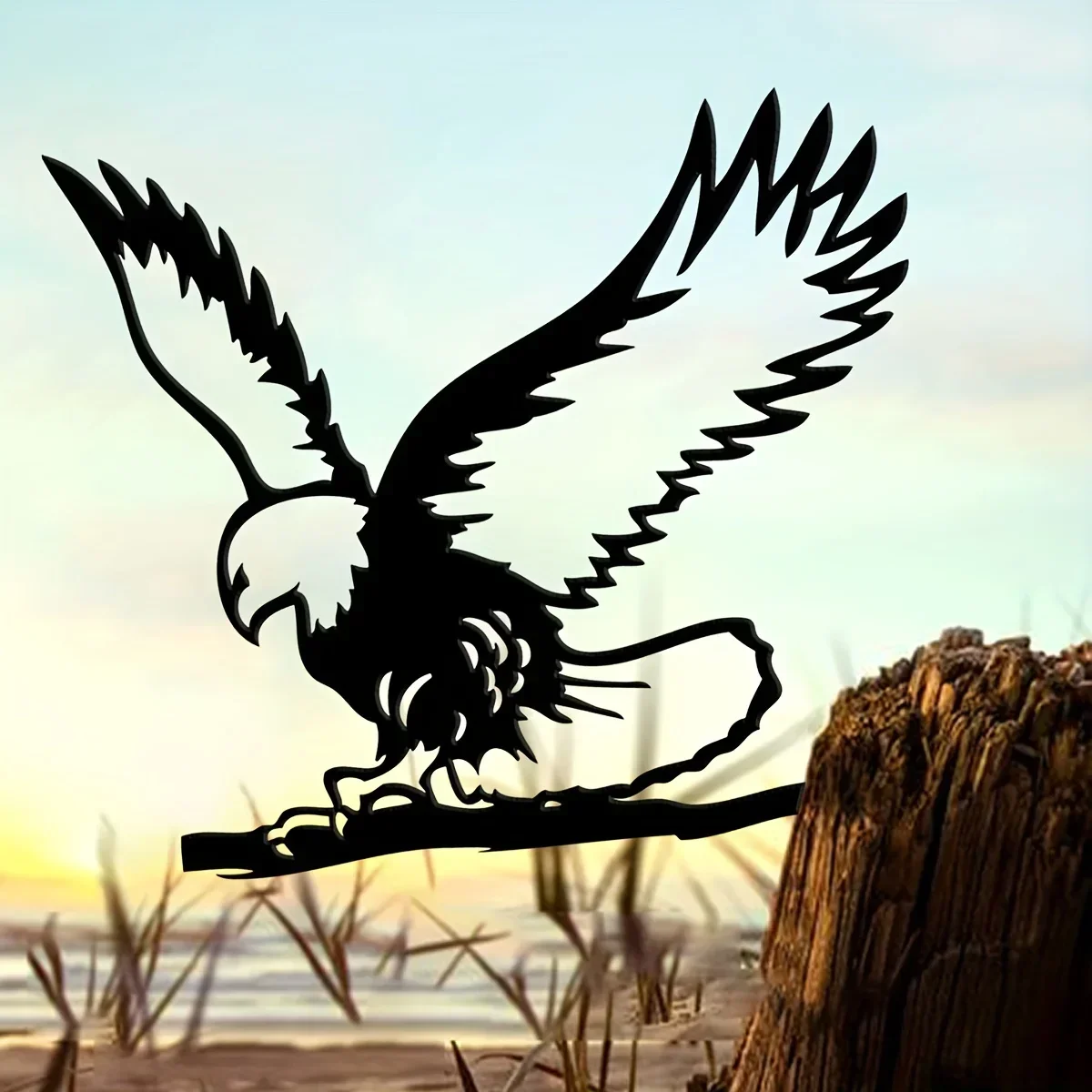 

HELLOYOUNG Metal Eagle Flying Free Silhouette Rustic Outdoor Decoration Home Iron Garden Decor Steel Sign Cutout for Patio Deco