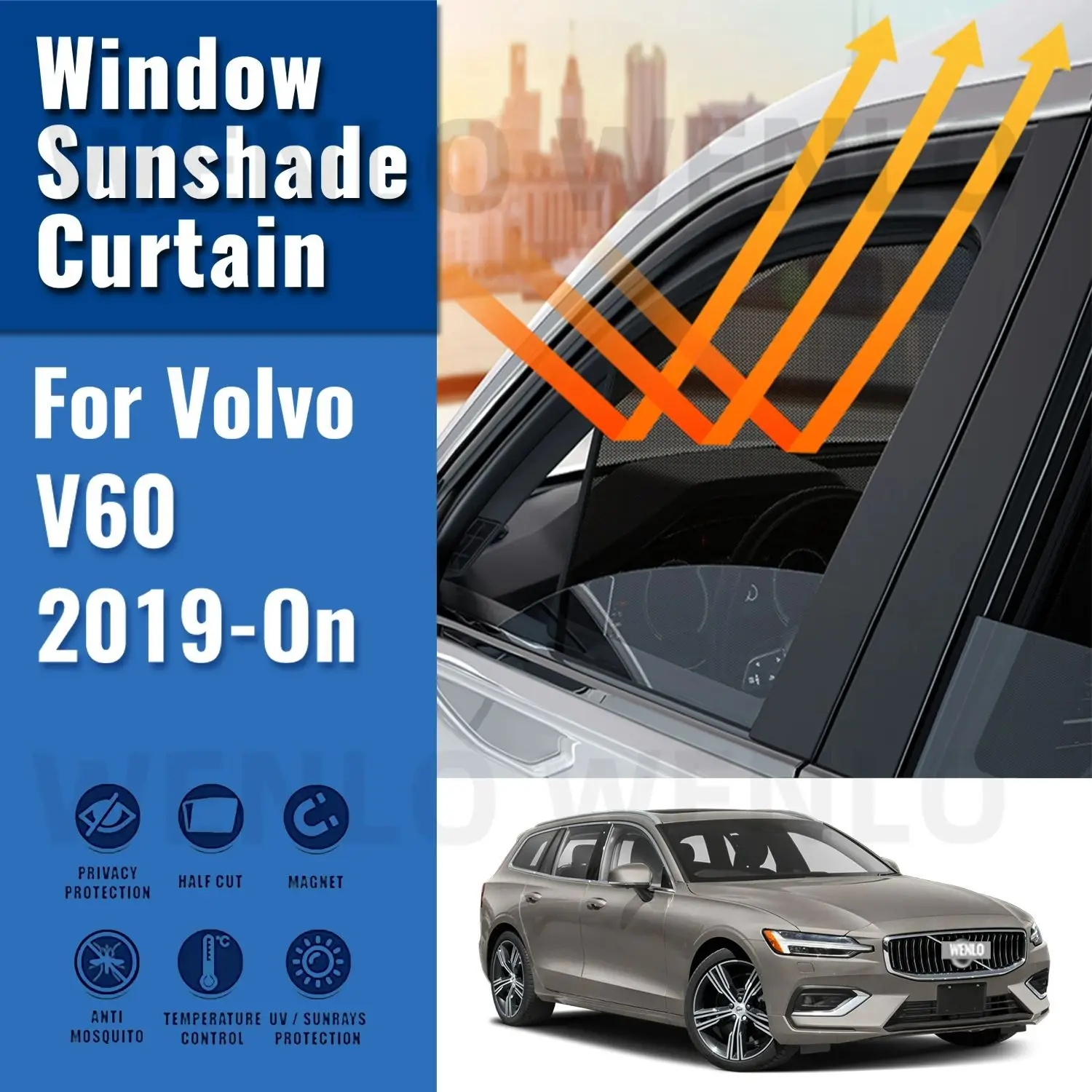 

Автомобильный солнцезащитный козырек для Volvo V60 2-й 2019-2024 в 60, аксессуары для переднего ветрового стекла, автомобильная занавеска, боковой оконный солнцезащитный козырек