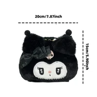 Kawaii Sanrio Plush Kuromi Melody Make Up Cosmetic Bag Cartoon Large Capacity Storage Bags Portable Handbag Girl Gifts 5