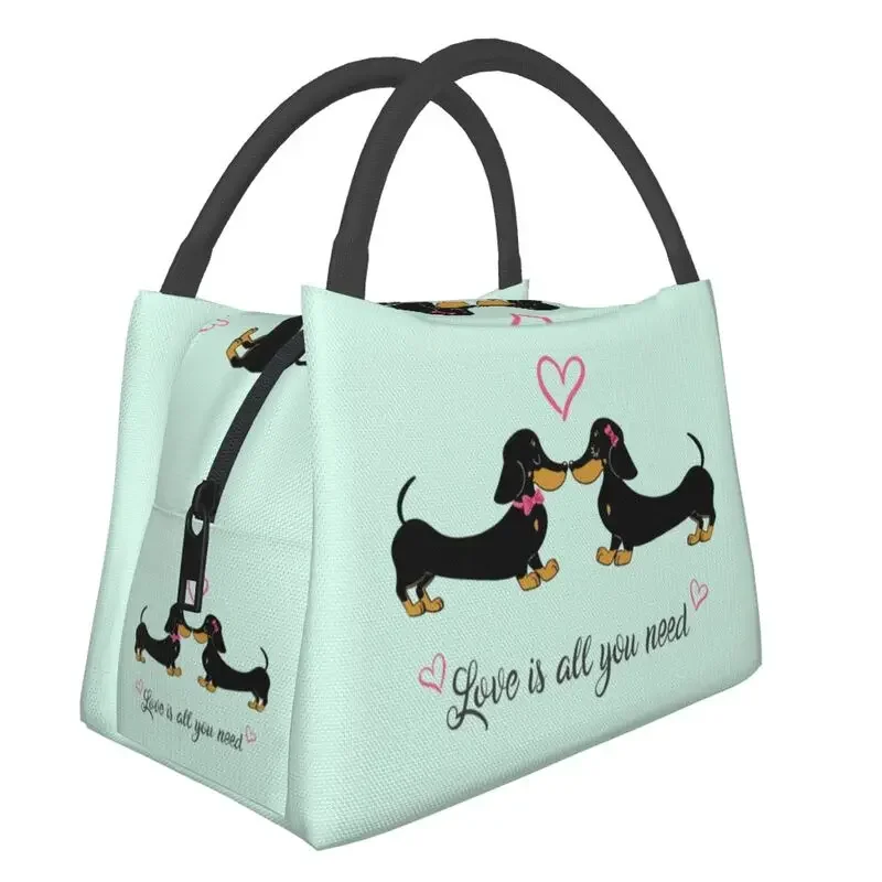 

Cute Dachshund Dog Insulated Lunch Bags for Women Sausage Wiener Badger Dogs Portable Thermal Cooler Bento Box Work Travel