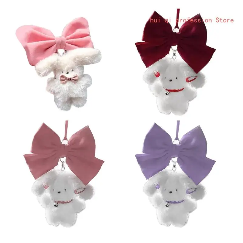 

Украшение салона автомобиля Зеркало заднего вида Висячий декор Милый плюшевый бантом Кролик Украшение Подвеска Подарок для H8WE