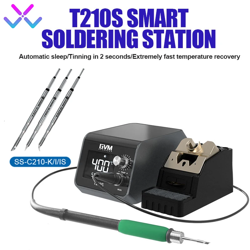 GVM T210S Smart Soldering Station 120W High power Digital precision Welding Station Electric iron Universal C210 Soldering Tips