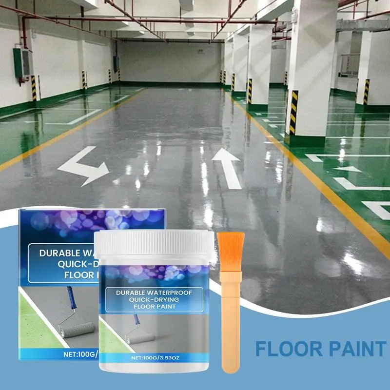 Garage Paint Floor Quick-Dry Interior Exterior Floor Paint Waterproof Resurface Kit With Brush Refinishing Tool Water-Based