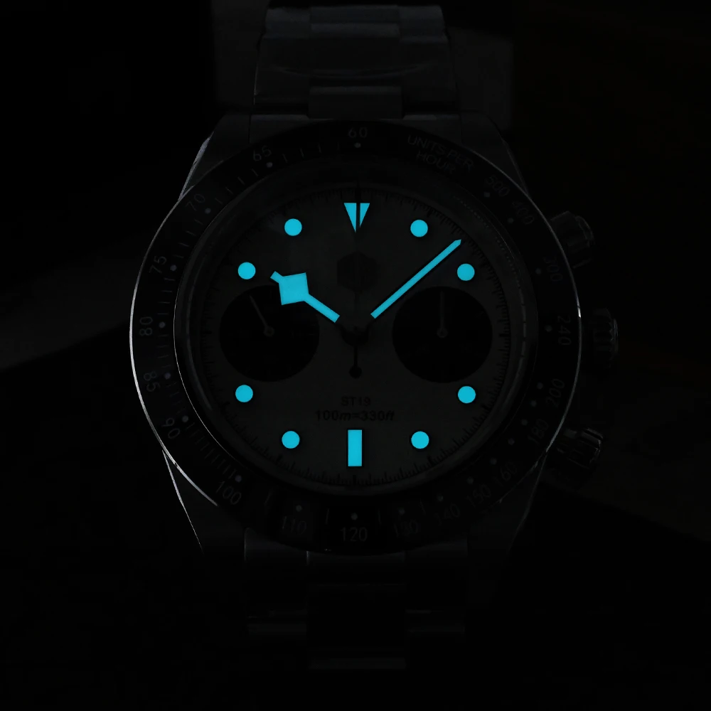 San Martin 40mm Panda BB Chronograph Mens Watch Sports Fashion Style ST1901 Manual Mechanical Sapphire Waterproof 100M BGW-9 mechanical watch