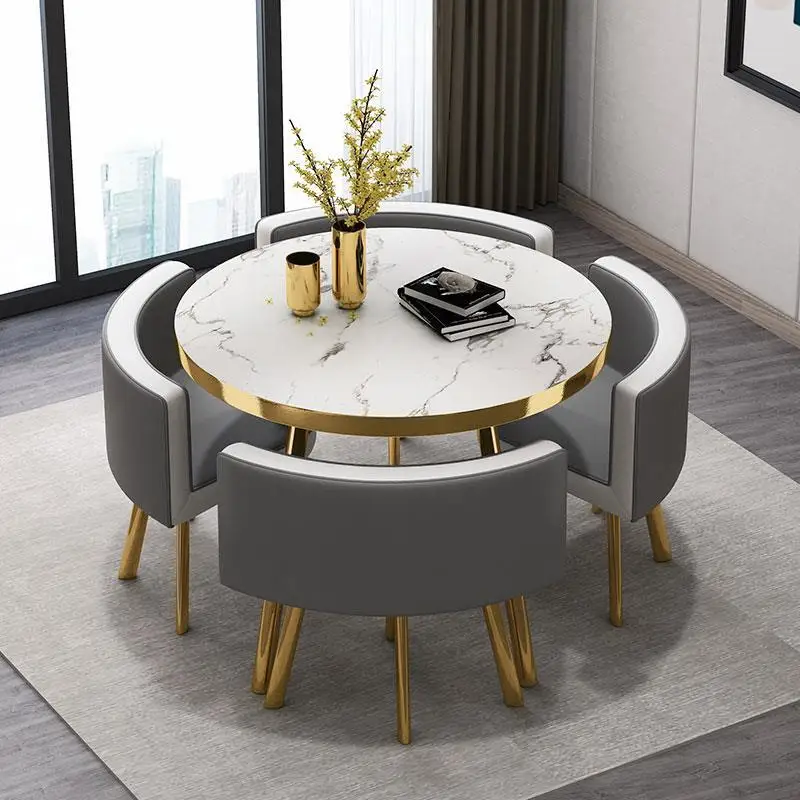 Light luxury negotiation net celebrity office reception small round table chair combination shop dining table and chair