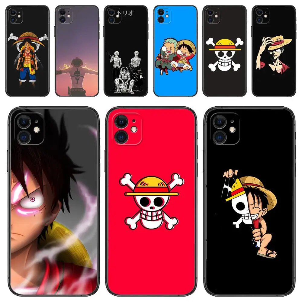 One Piece Black TPU phone Case For IPhone 13 12 11 Pro Max Mini SE XR X XS  Max 8Plus 7plus 6 6S  New Shell phone Case