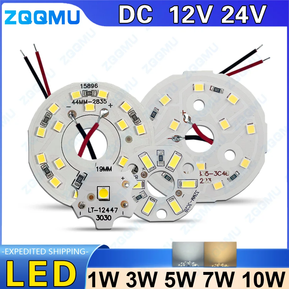 LED Lamp Chip DC12V/24V 1W-9W LED Bulb Patch Lamp SMD Board Round Module Light Source Board Suitable For Bulb Lamp LED Downlight