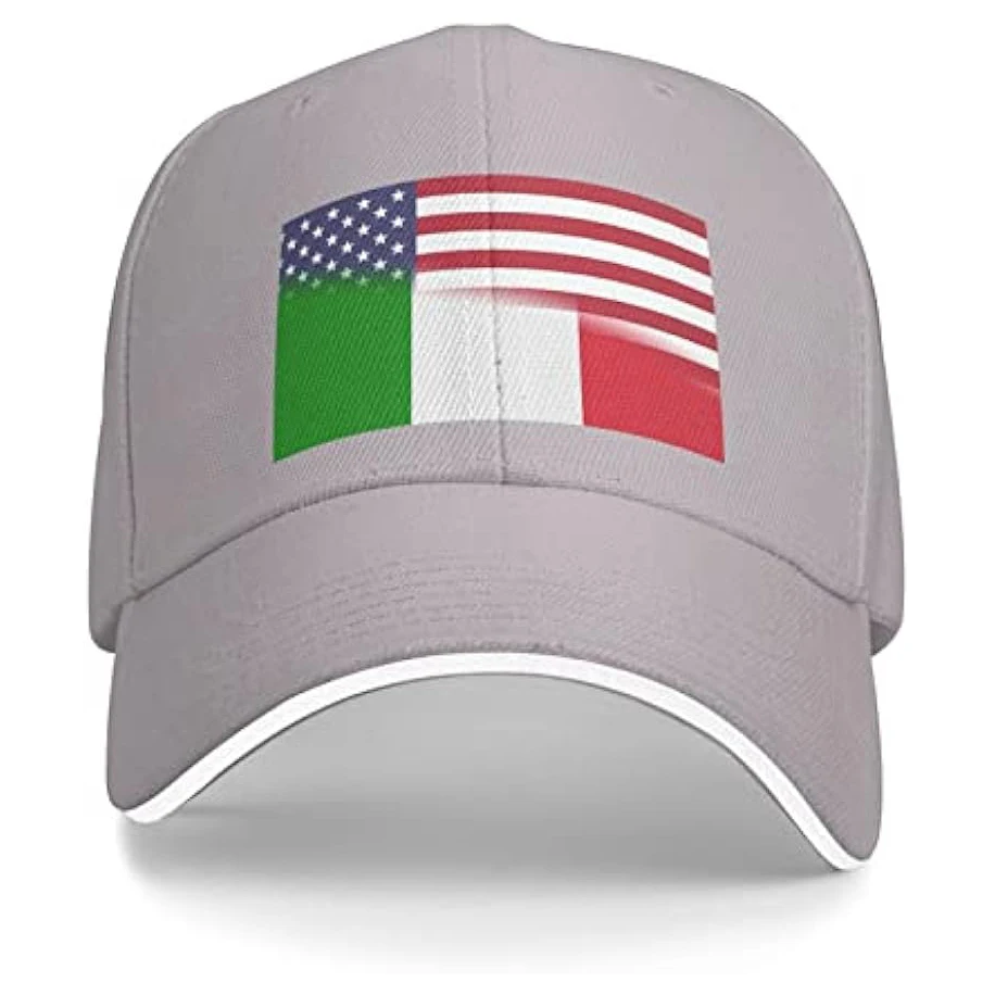 

American Flag and Italian Flag Unisex Baseball Cap Fits Men Women Adjustable Dad Hat Sandwich Bill Cap