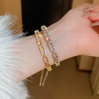 2023 New Korean Luxury Exquisite Geometric Bracelet Europe America Fashion Shining Crystal Bracelet Women's Banquet Jewelry 1
