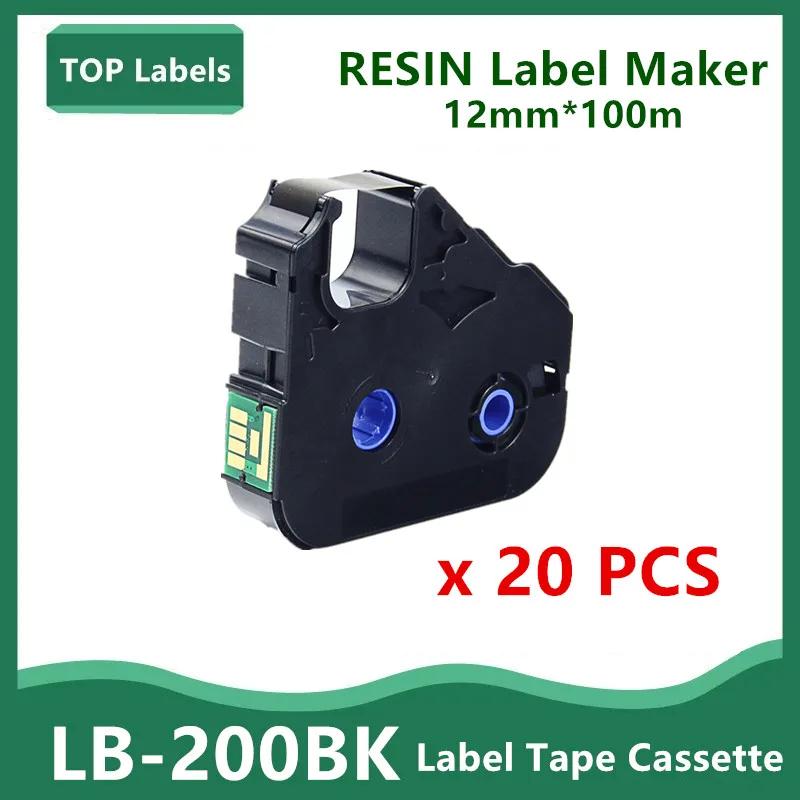 20PK 12mm Label Ribbon LB200BK Labels Maker TAG For Canon MK1500/MK2100