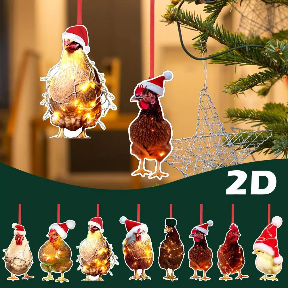 

Christmas Tree Hanging Pendant Scarf Chicken Holiday Ornament Decoration Christmas Xmas Outdoor Tree Funny Festival Home De A7G9