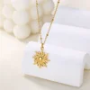 Collier géométrique en acier inoxydable pour femmes, pendentif tournesol, chaîne de clavicule, accessoires de bijoux esthétiques