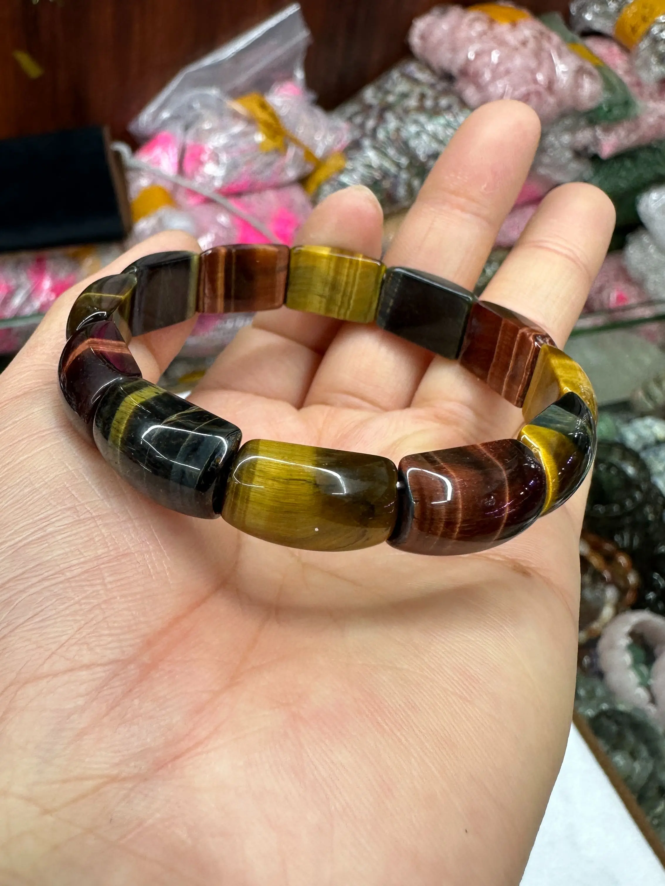 Tigers Eye Bracelet 8mm Natural Stone Tiger Eye Beads Bracelet