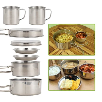 8pcs/set Camping Cookware Mess Kit 1