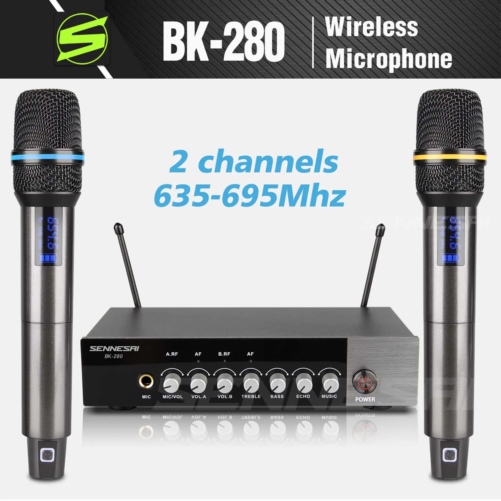 

SENNESAI UHF Karaoke Microphone Dual Channel Micro Wireless Microphone ,Easy-to-Use Bluetooth for Family Parties Tv