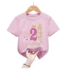 Customized Name Tshirt It's My 1-11th Happy Birthday Princess Golden Butterfly T-Shirt Girls Gift Kids Clothes Short Sleeve 2